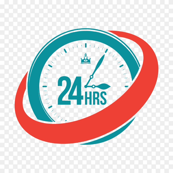 Service assistance label with clock template on transparent background PNG