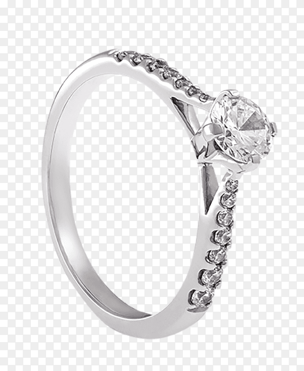 Silver ring with diamond on transparent background PNG