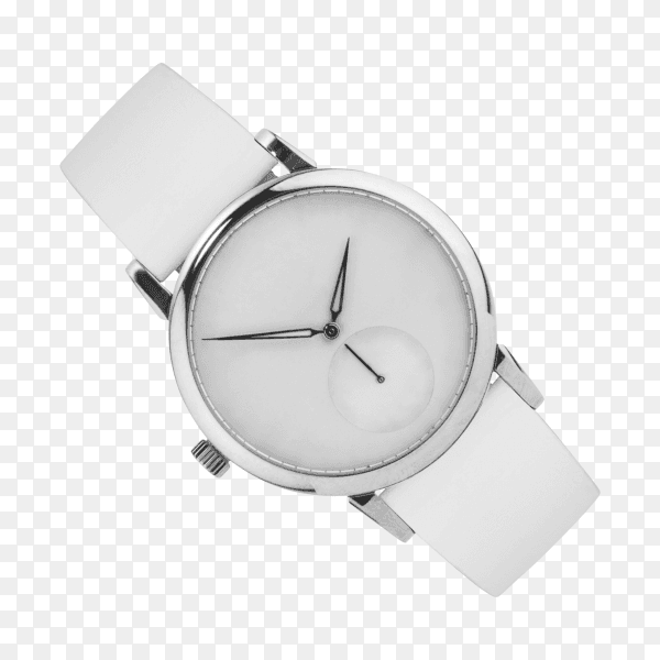 Silver wrist watch isolated on transparent background PNG