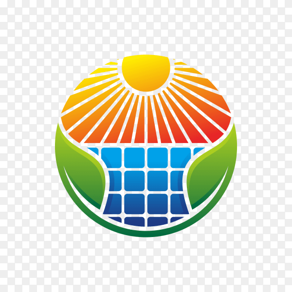 Solar energy logo design isolated on transparent background PNG