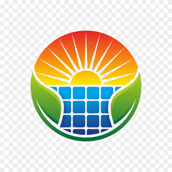 Solar energy logo design on transparent background PNG