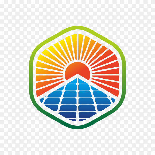 Solar energy logo design template on transparent background PNG