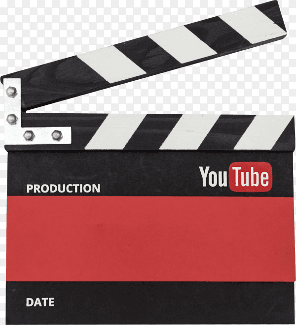 YouTube clapper board on transparent background PNG