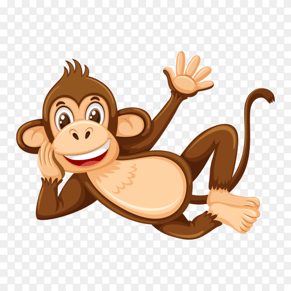A simple monkey character on transparent background PNG