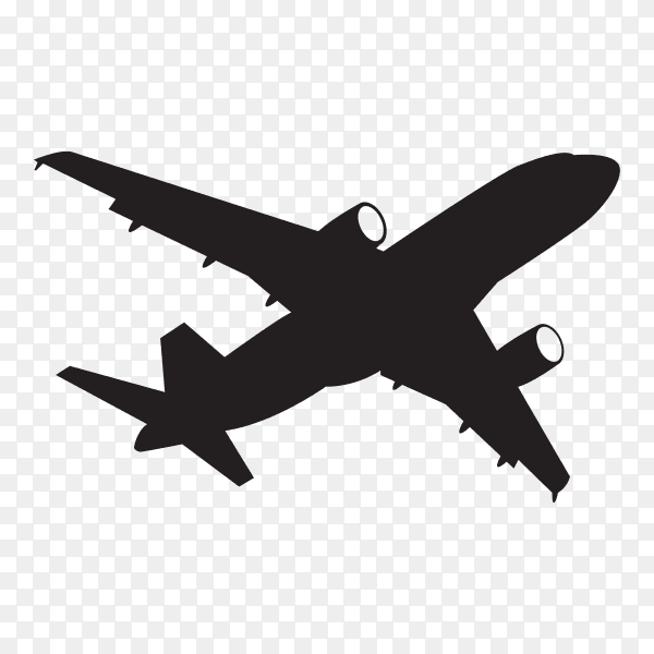 Aircraft silhouette isolated on transparent background PNG
