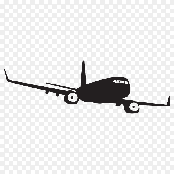 Airplane silhouette illustration on transparent background PNG