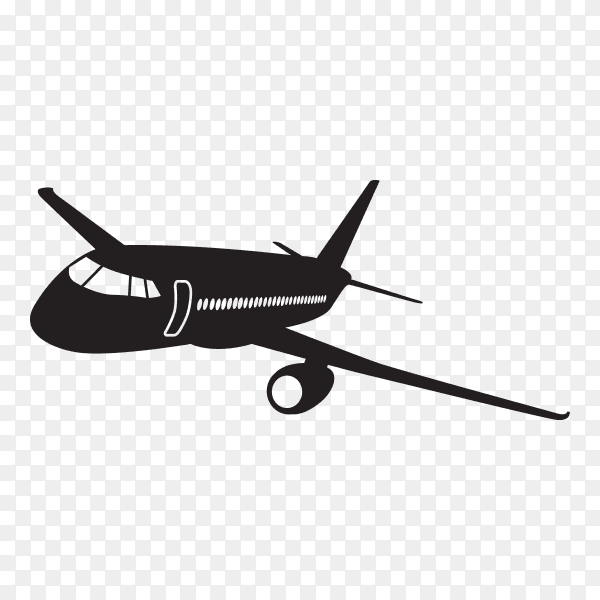 Airplane silhouette isolated on transparent background PNG