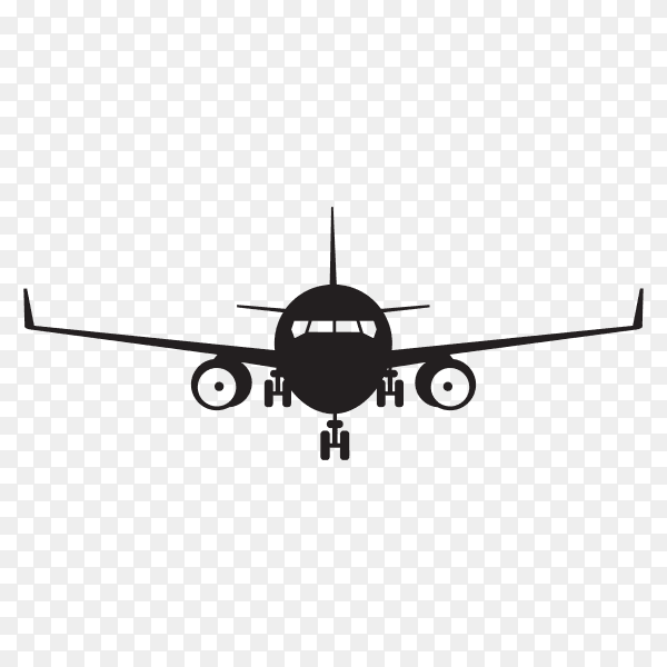 Airplane silhouette on transparent background PNG