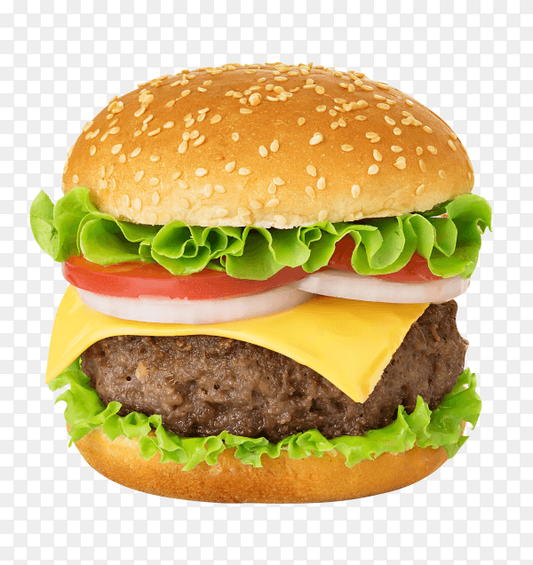 American big delicious classic burger isolated on transparent background PNG