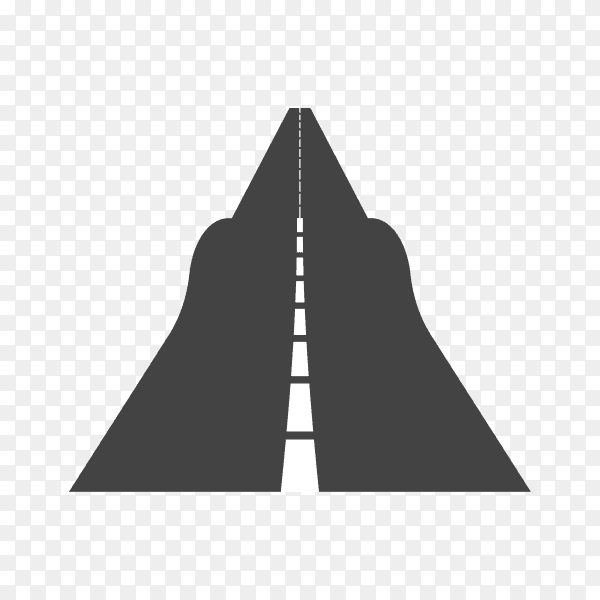 Black color road or highway with dividing marking isolated on transparent background PNG