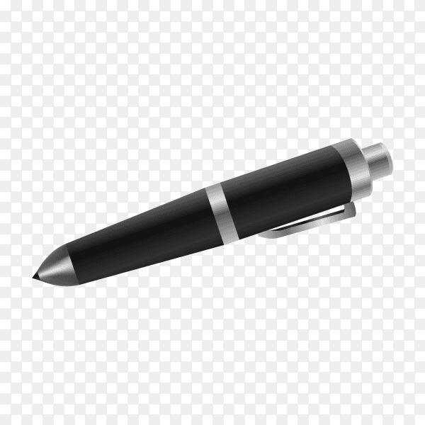 Black metal pen on transparent background PNG