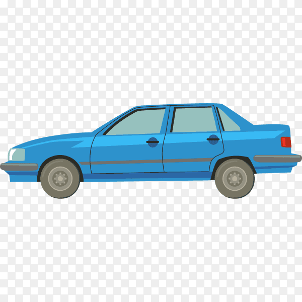Blue car illustration on transparent background PNG