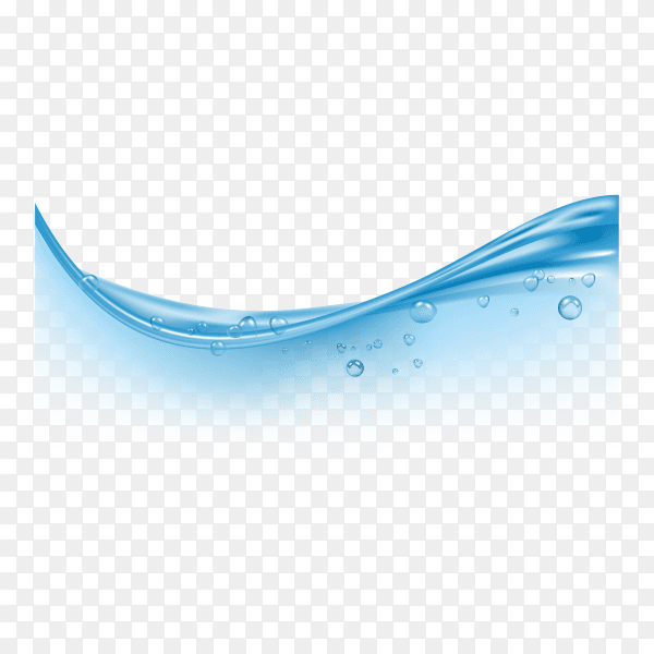 Blue clean water wave with air bubbles on transparent background PNG