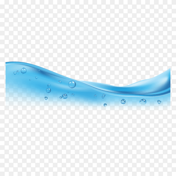 Blue clean water wave with bubbles on transparent background PNG