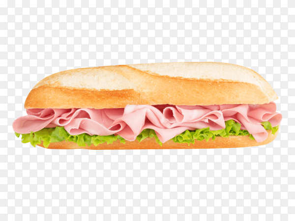 Bologna and lettuce sandwich isolated on transparent background PNG