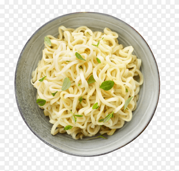 Bowl of boiled noodles isolated on transparent background PNG