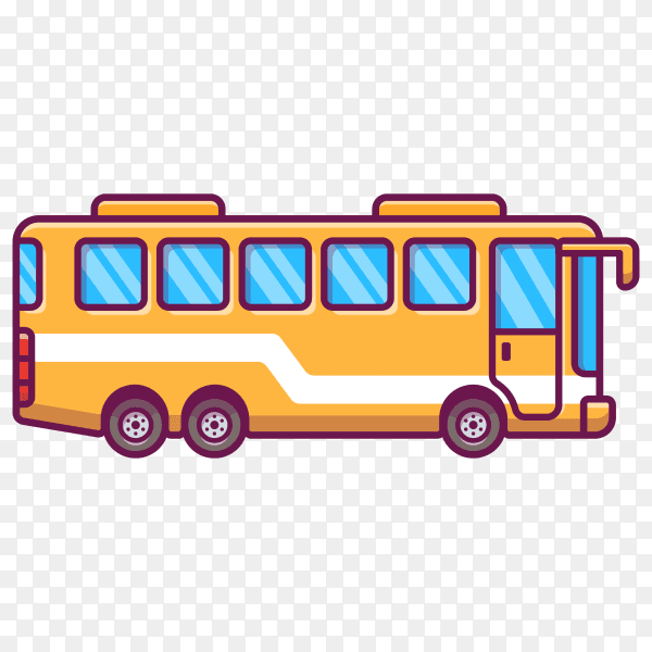 Bus cartoon icon illustration on transparent background PNG