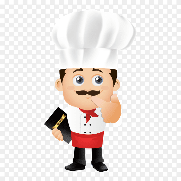 Cartoon chef character on transparent background PNG