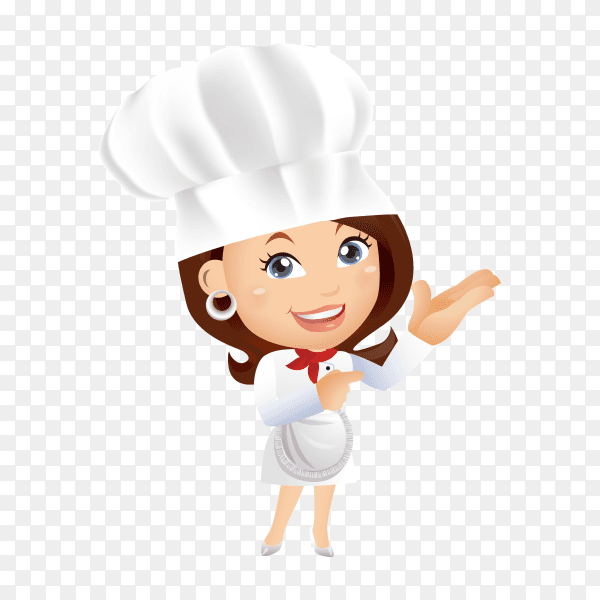 Cartoon chef woman on transparent background PNG