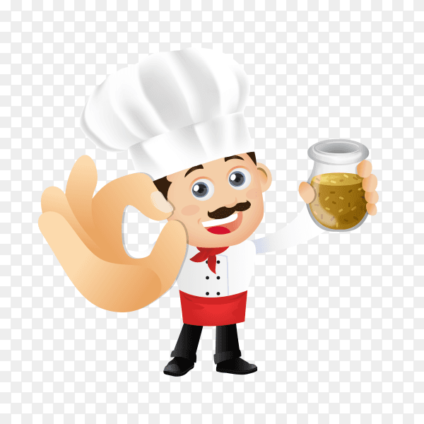 Chef character with different pose on transparent background PNG