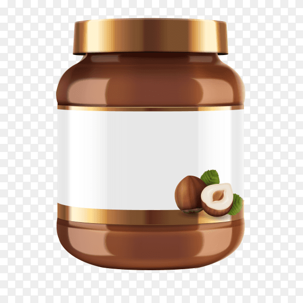 Chocolate spread jar with blank label isolated on transparent background PNG