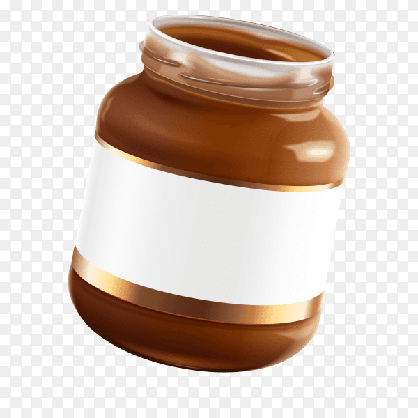 Chocolate spread jar with blank label on transparent background PNG