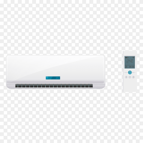 Climate system with illustration of air conditioner on transparent background PNG
