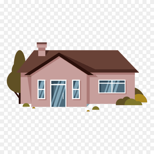 Flat design house illustration on transparent background PNG