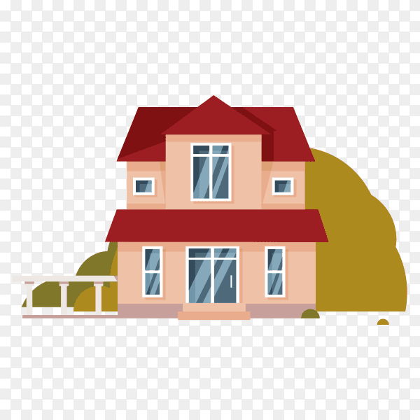 Flat design house isolated on transparent background PNG