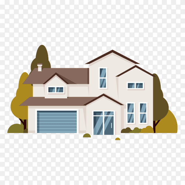 Flat design house on transparent background PNG