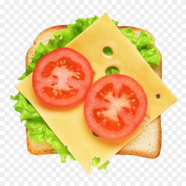 Fresh sandwich with vegetables and tomatoes on transparent background PNG