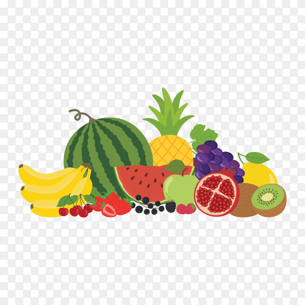 Fruits and vegetables on transparent background PNG