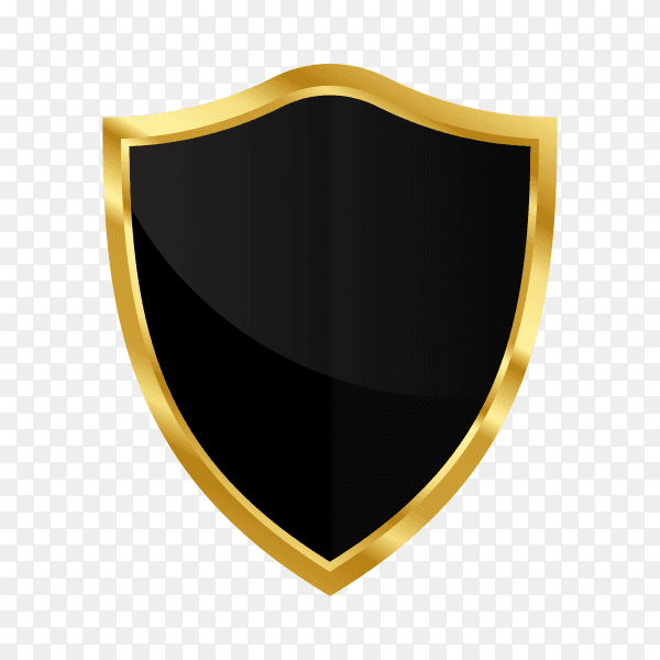 Gold black shield on transparent background PNG