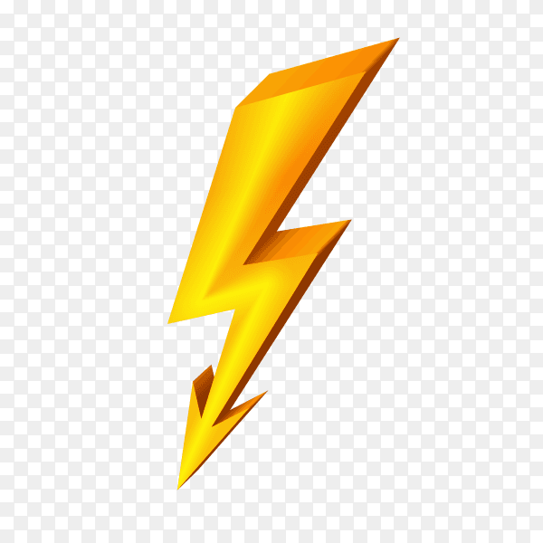 Gold lightning icon illustration on transparent background PNG