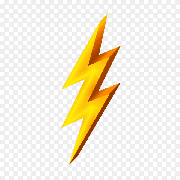 Gold lightning icon isolated on transparent background PNG