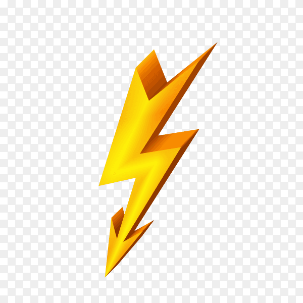 Gold lightning icon on transparent PNG