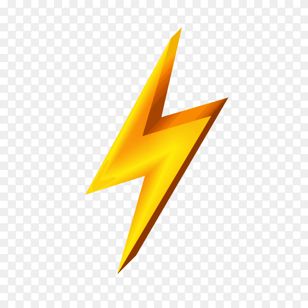 Gold lightning icon on transparent background PNG