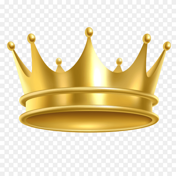 Golden crown isolated on transparent background PNG