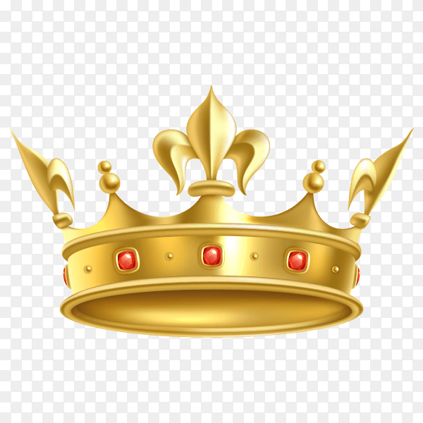 Golden crown with gem on transparent background PNG