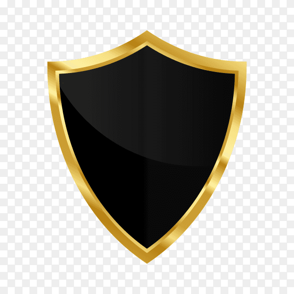 Golden shield design on transparent background PNG