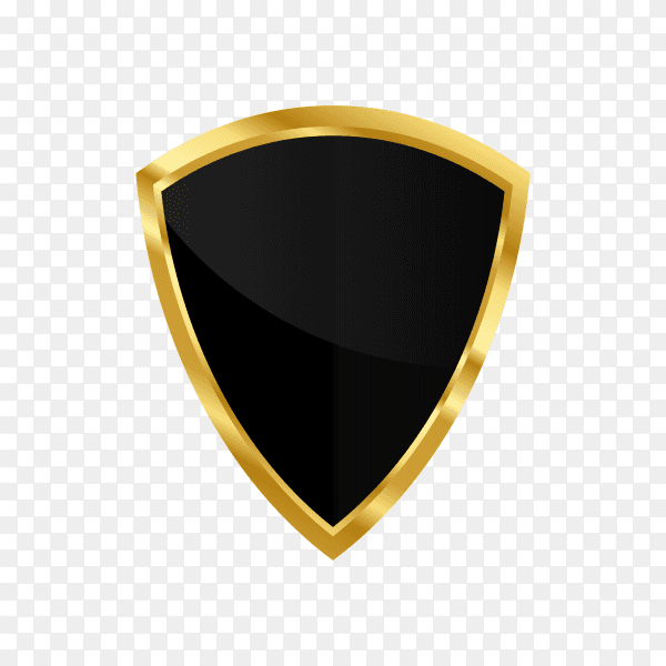 Golden shield retro design on transparent background PNG