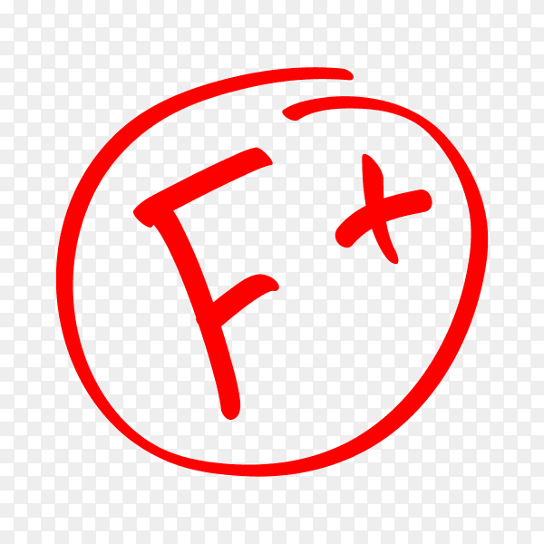 Grade result. hand drawn grade in red circle. test exam mark report on transparent PNG