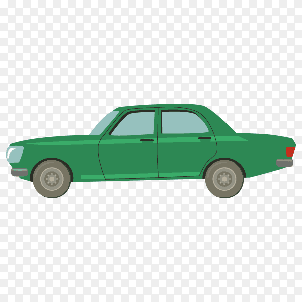 Green cartoon car on transparent background PNG