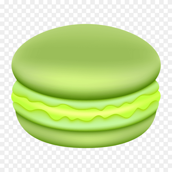 Green macaroon with cream on transparent background PNG