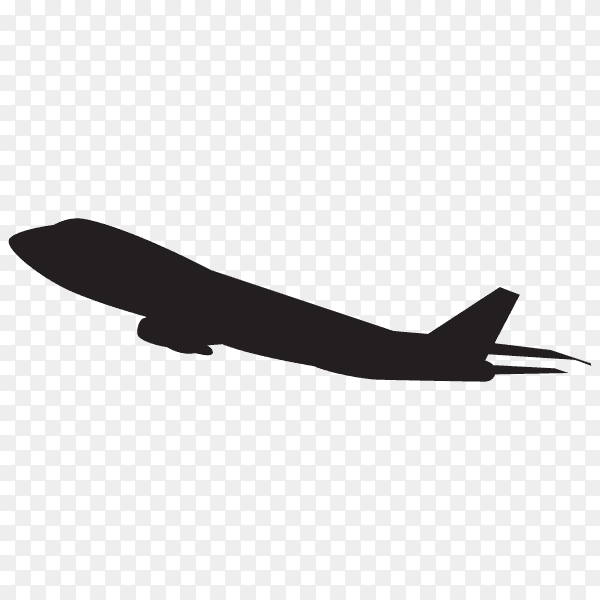 Hand drawn Airplane silhouette isolated on transparent background PNG