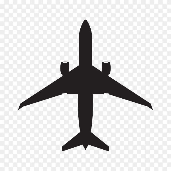 Hand drawn Airplane silhouette on transparent background PNG