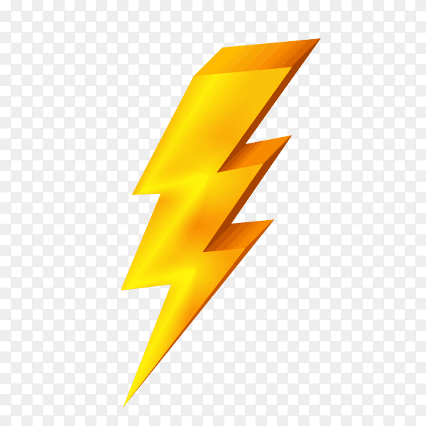 Hand drawn Gold lightning icon on transparent background PNG