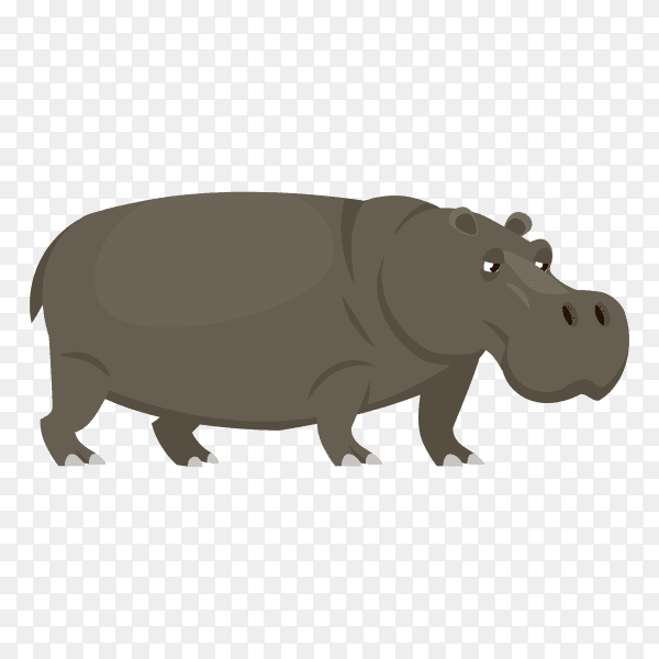 Hand drawn cartoon Rhino on transparent background PNG