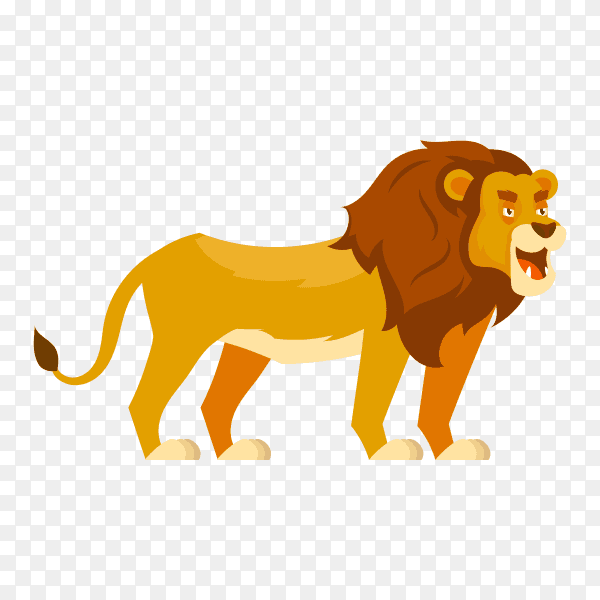 Hand drawn cartoon lion on transparent background PNG