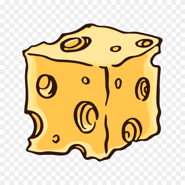 Hand drawn cheese on transparent background PNG